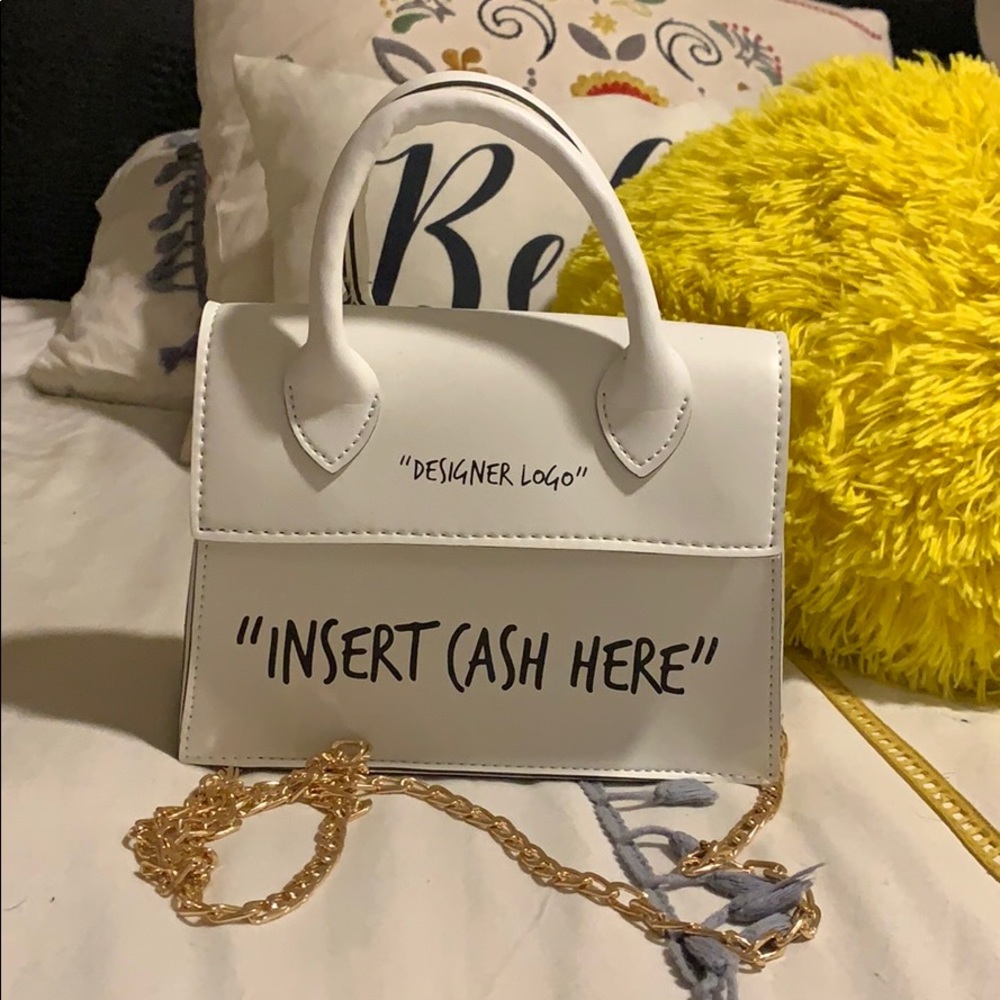 Insert Cash Here Slogan Structured Cross Body Bag